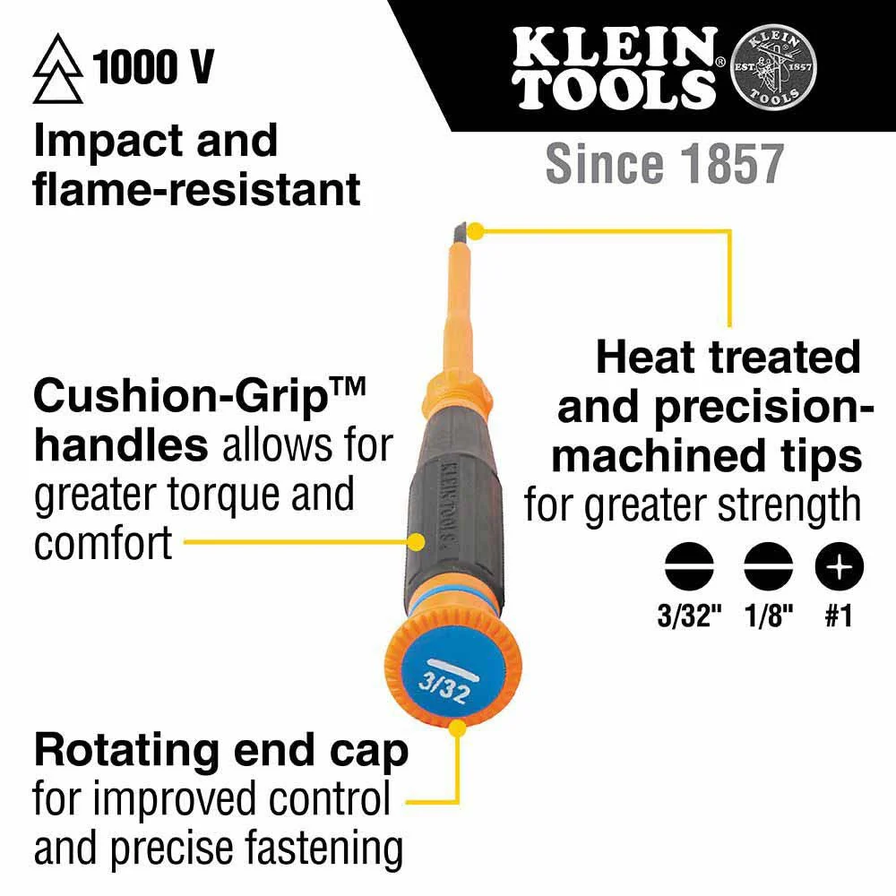 Klein Tools 85613INS Insulated Precision Screwdriver Set, 3-Piece - Image 2