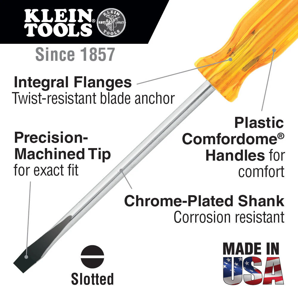 Klein Tools BD156 5/16" Keystone Screwdriver, Plastic Handle, 6" - Image 2