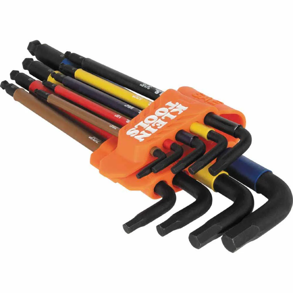 Klein Tools BLS9 Color-Coded Extra-Long L Style Hex Key Caddy Set, SAE, 9-Piece - Image 2
