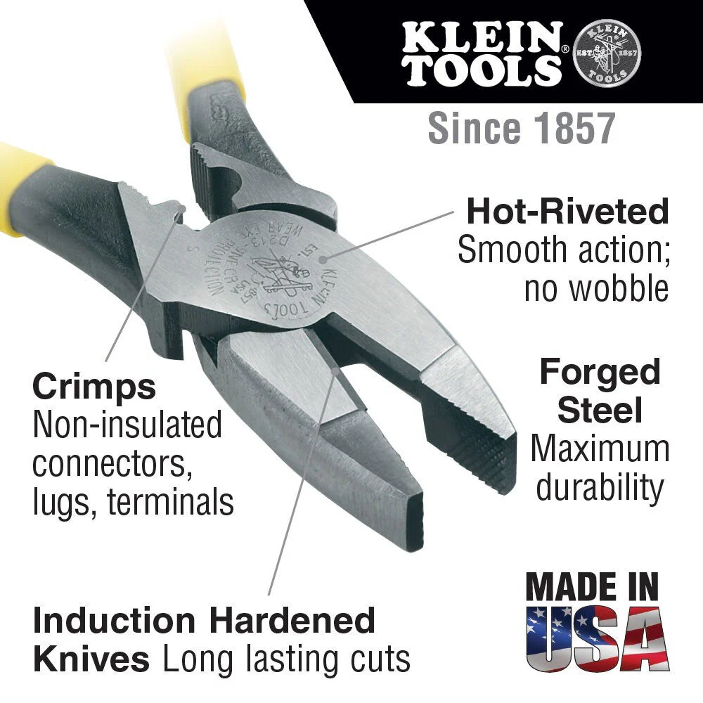 Klein Tools D2000-9NECR Lineman's Pliers with Crimping, 9" - Image 4