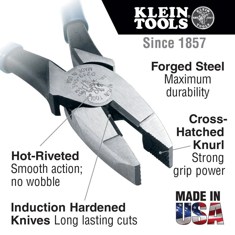 Klein Tools D213-9NETT Pliers, High Leverage Side Cutters, Tether Ring - Image 6
