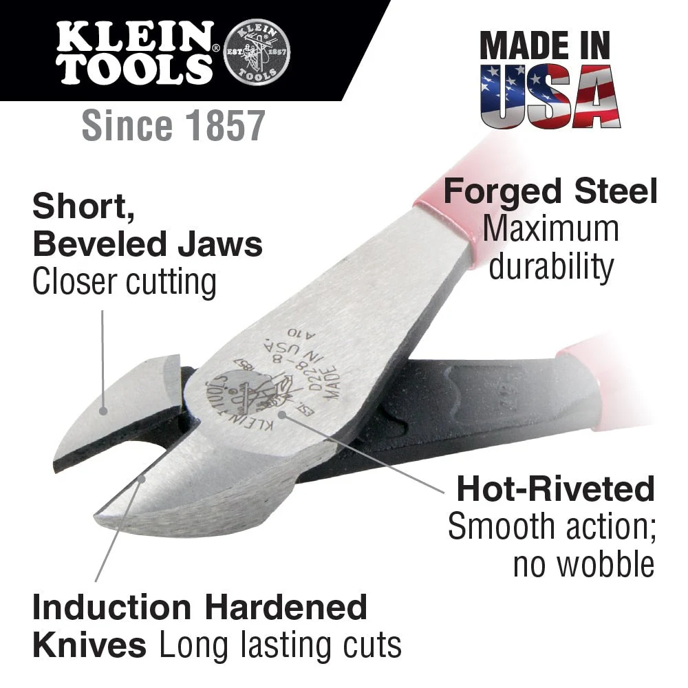 Klein Tools D228-7 Diagonal-Cutting Pliers, High Leverage, 7" - Image 2