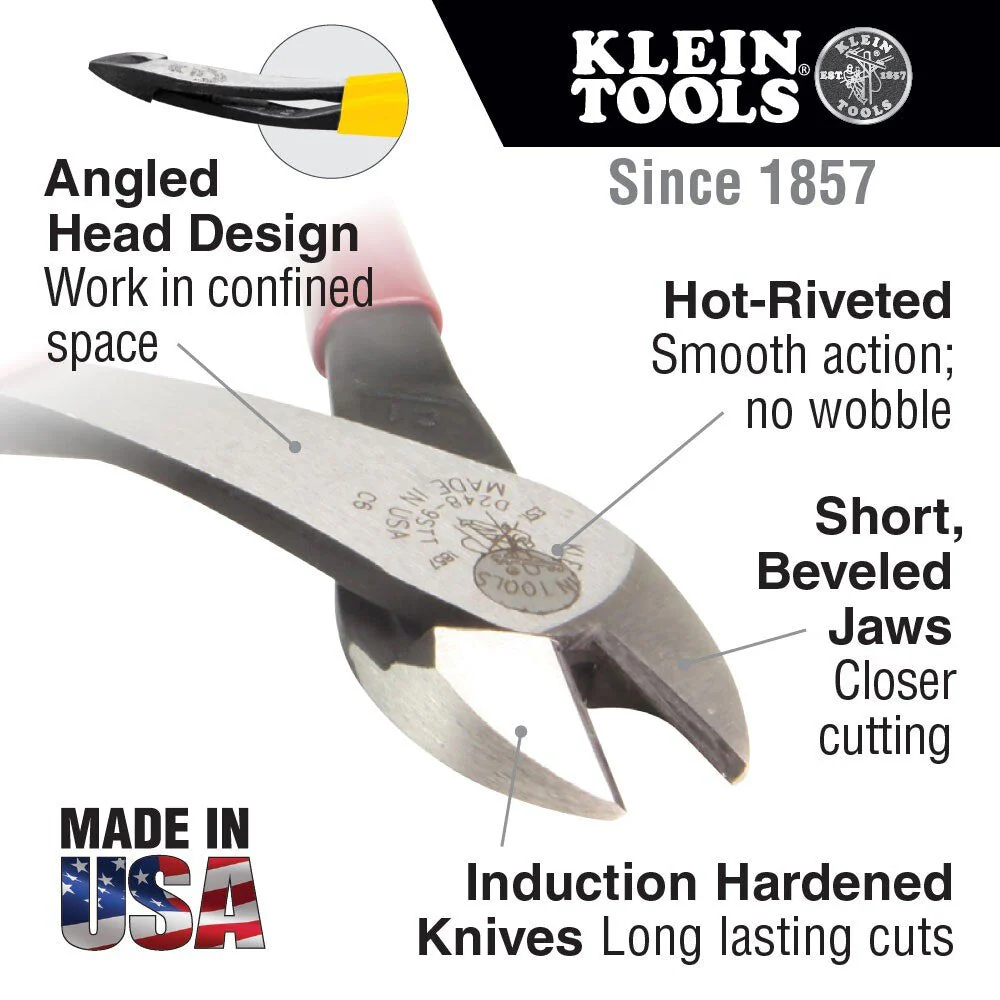 Klein Tools J203-8 Pliers, Long Nose Side-Cutters, 8" - Image 6