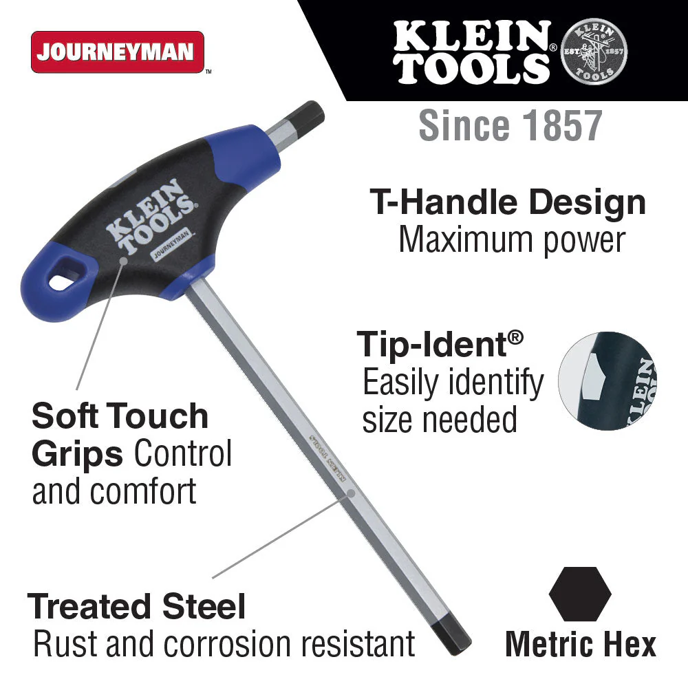 Klein Tools JTH6M10 10 mm Hex Key Journeyman T-Handle 6" - Image 2