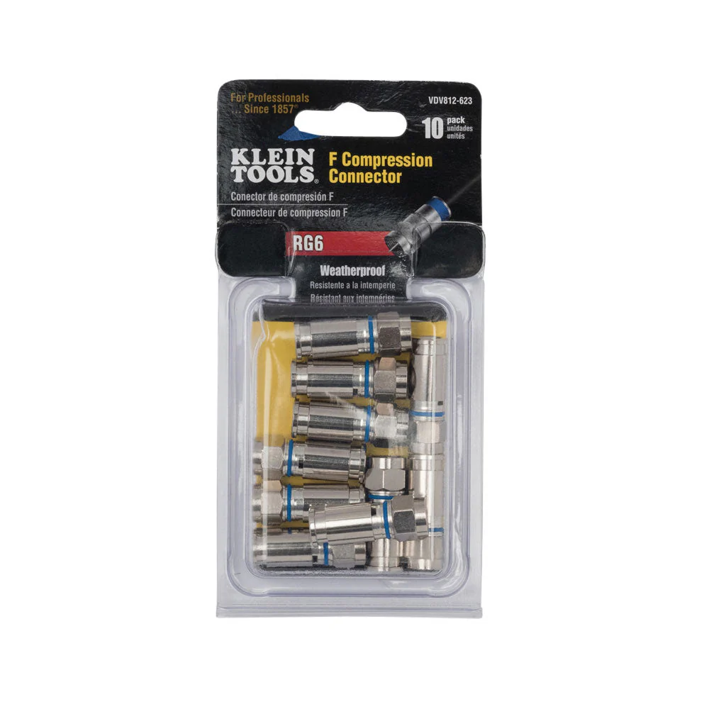 Klein Tools VDV812-623 Weatherproof F-Compression Connectors RG6 10-Pack - Image 2