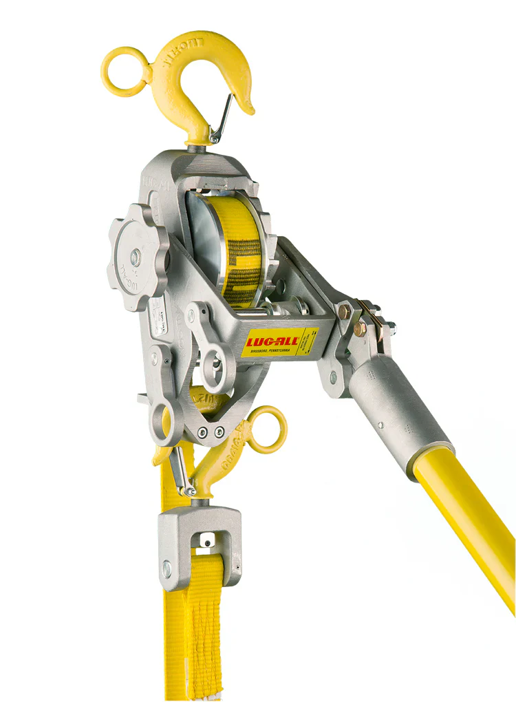 Lugall- 1 Ton Web Strap Hoist w/ Hot Stick Rings & Hook Latches - Image 2