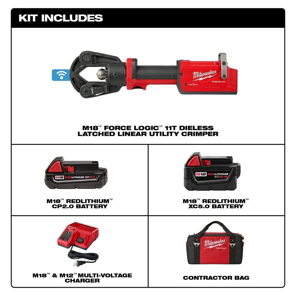 M18 FORCE LOGIC 11T Dieless Latched Linear Utility Crimper Kit - Image 4