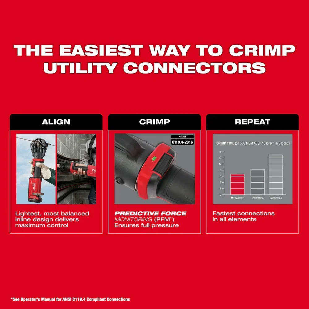 M18 FORCE LOGIC 11T Dieless Latched Linear Utility Crimper Kit - Image 9