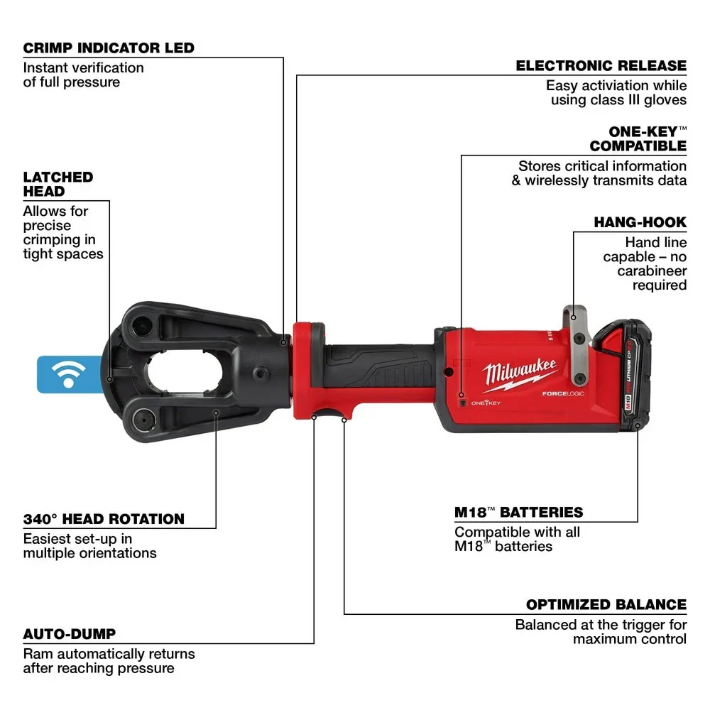 M18 FORCE LOGIC 12T Latched Linear Crimper - Image 4