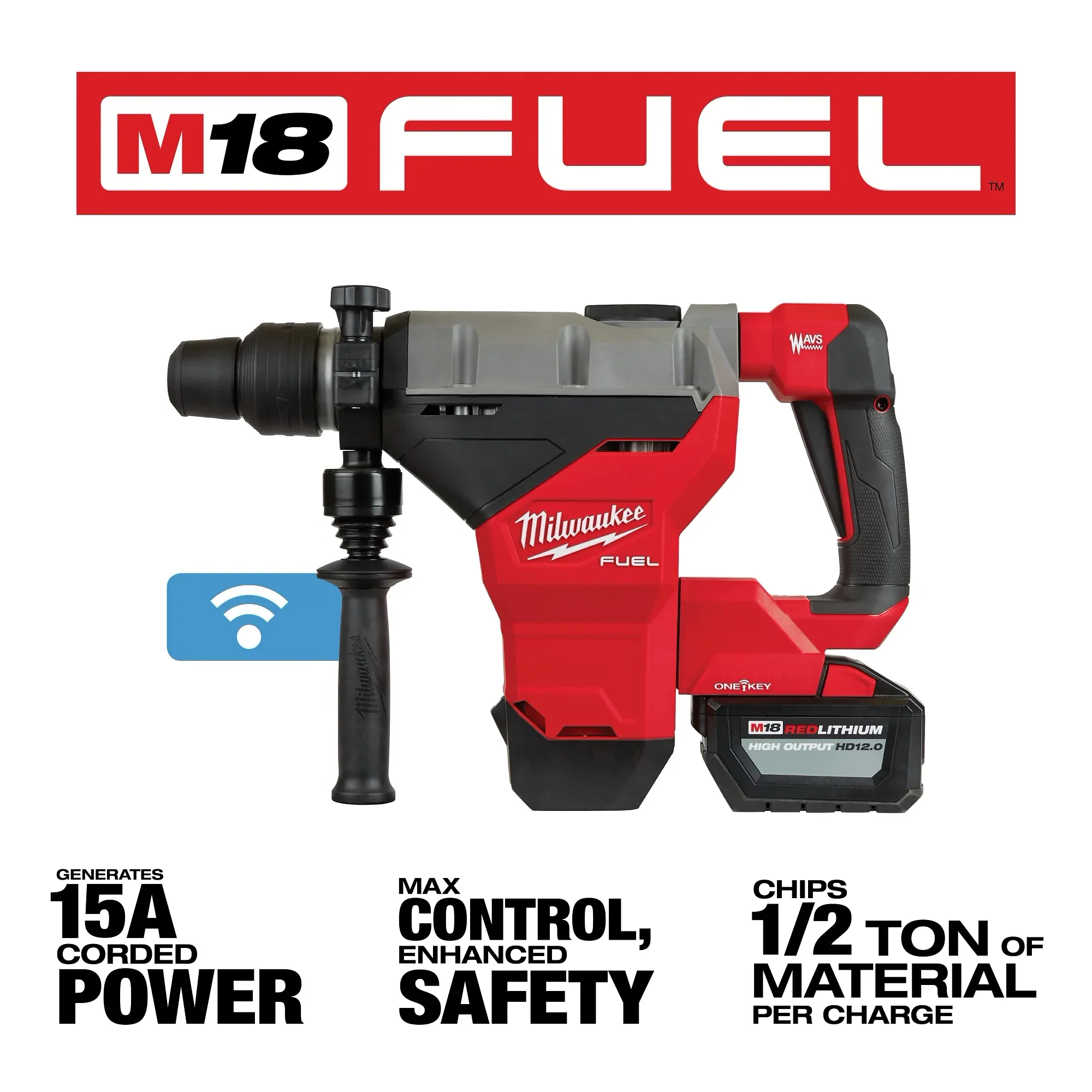 M18 FUEL 1-3/4" SDS MAX Rotary Hammer Kit w/ (2) 12.0 Battery - Image 3