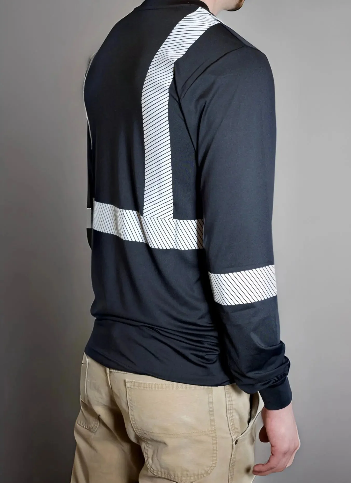 Non FR Hi-Vis Long Sleeve Shirt - Black - Image 3