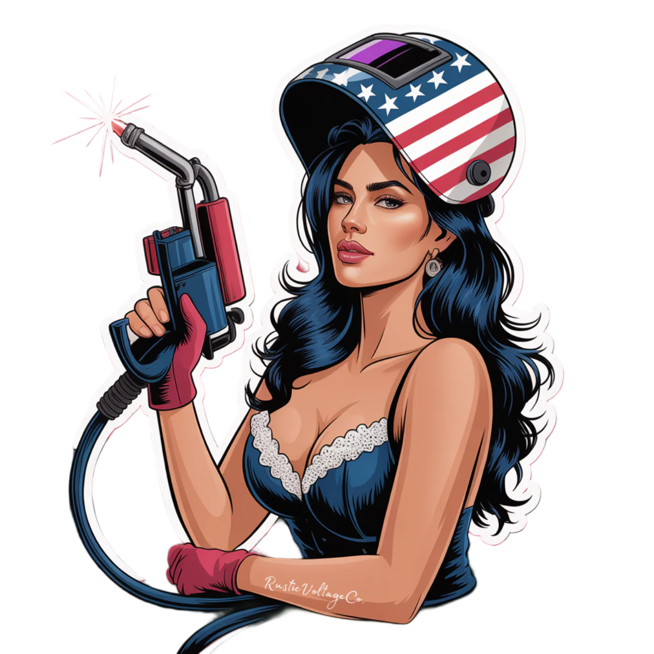 Patriotic welder girl Sticker