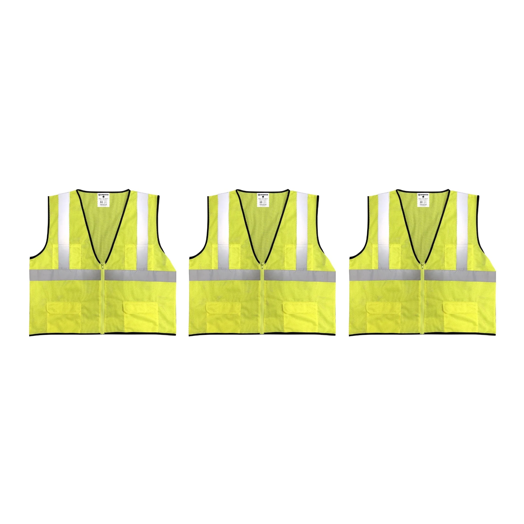 Safety Main 05EAMYZ Economy Vest, Class 2, All Mesh, Hi-Vis Yellow, Pack of 3 - Image 3
