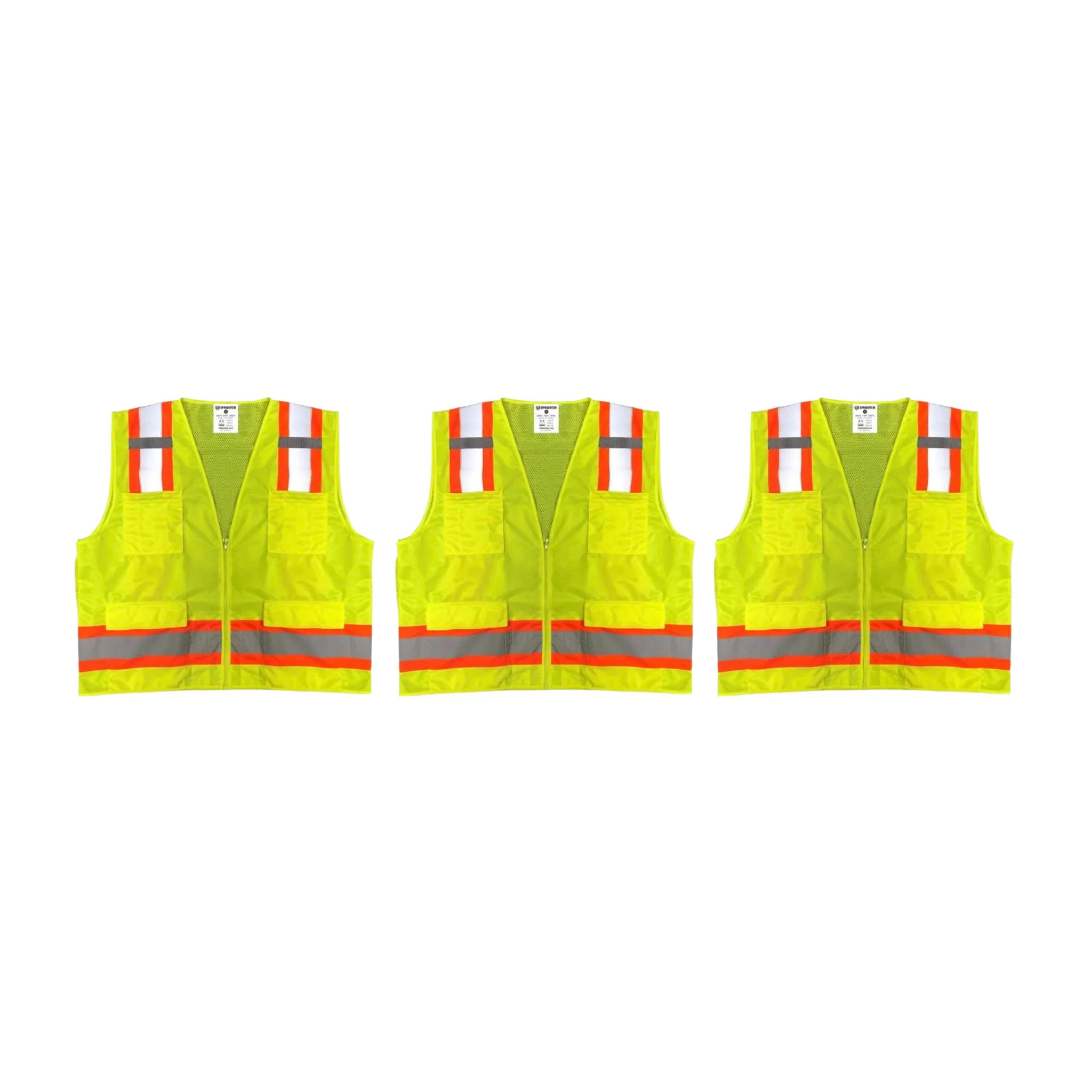 Safety Main 05TTSYZ Surveyor Vest, Class 2, Solid Front, Mesh Back, Hi-Vis Yellow, Pack of 3 - Image 3