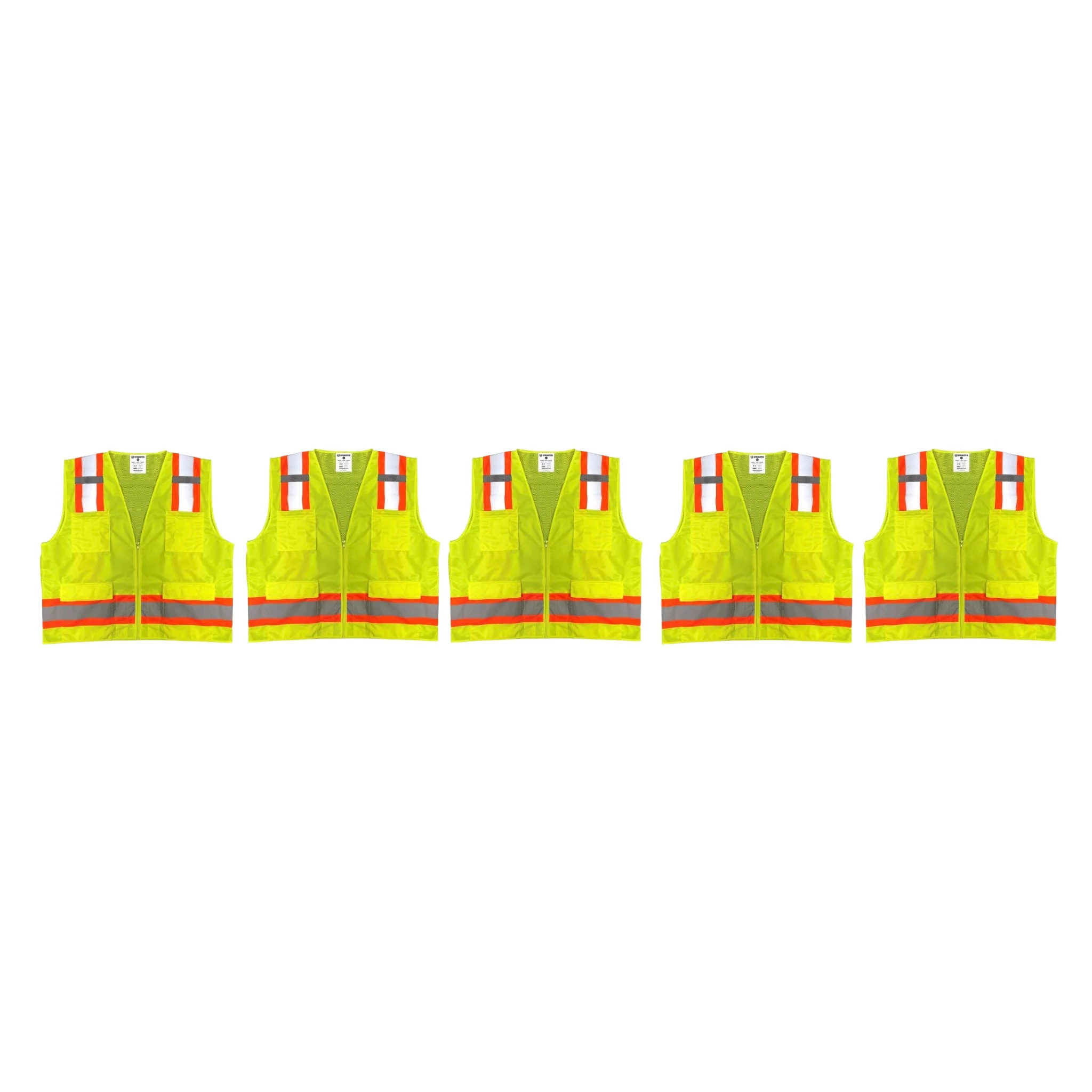 Safety Main 05TTSYZ Surveyor Vest, Class 2, Solid Front, Mesh Back, Hi-Vis Yellow, Pack of 5 - Image 3