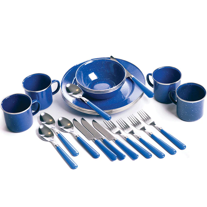 Stansport Deluxe 24-Piece Enamel Camping Tableware Set - Image 2