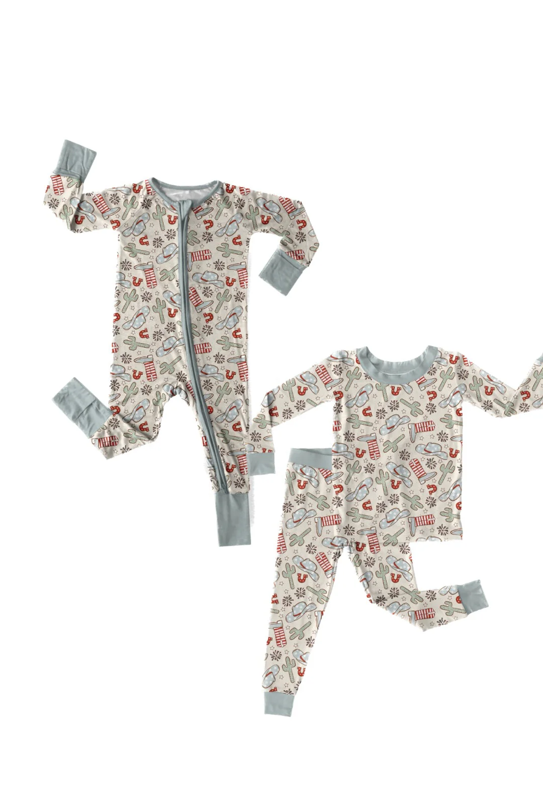 Western Cowboy Fourth of July Bamboo Romper/ 2 Piece Set - Image 5