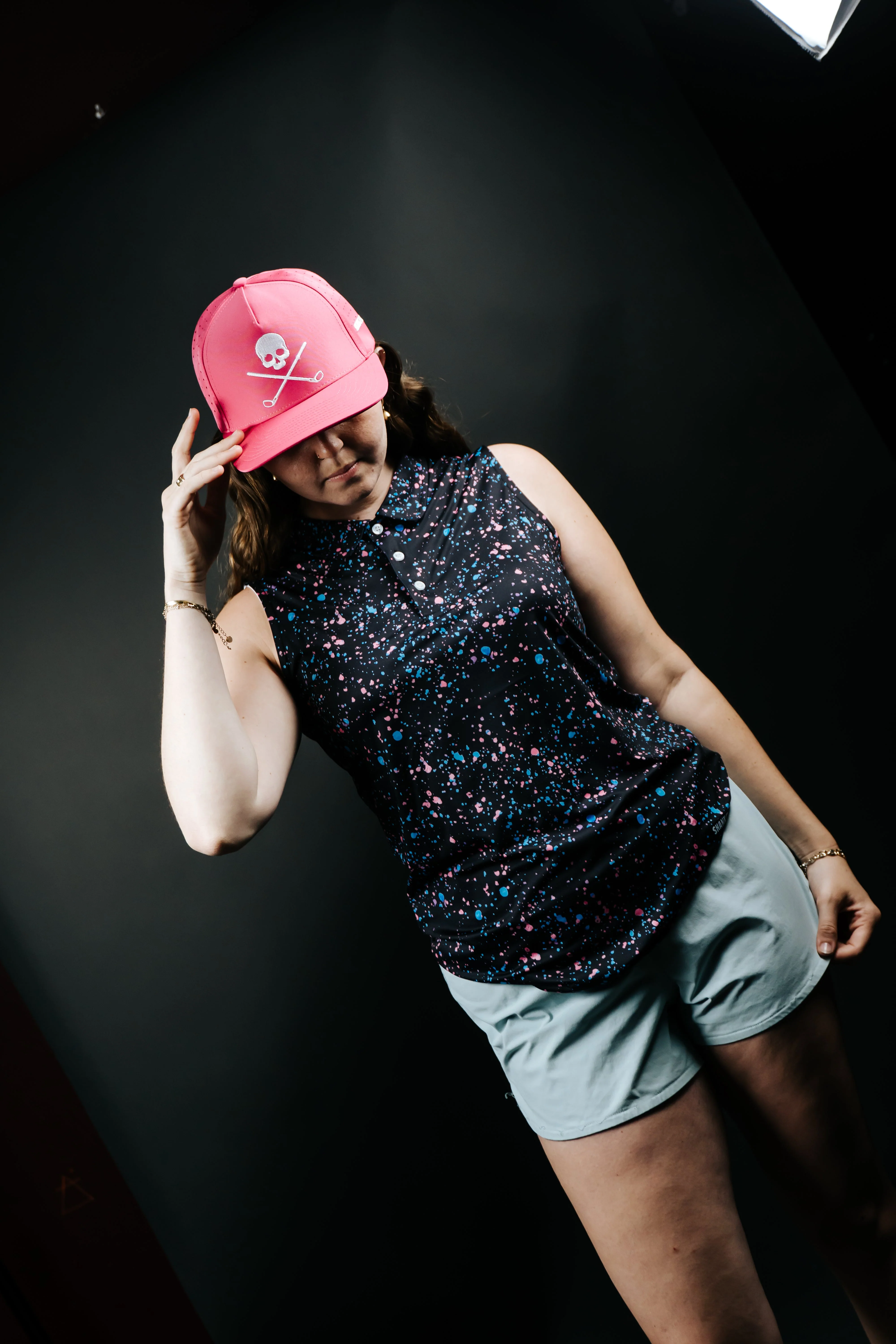 Womens Black Paint Splatter Polo - Image 2